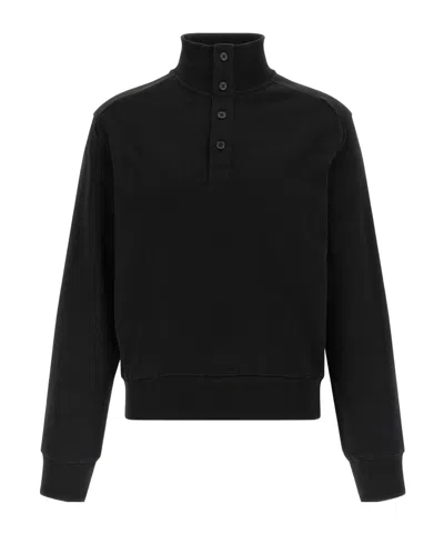 Entire Studios Port Buttoned High Neck Sweatshirt In Black