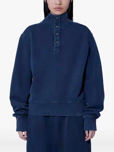 Entire Studios Port Button-placket High-neck Sweatshirt In Animal Print
