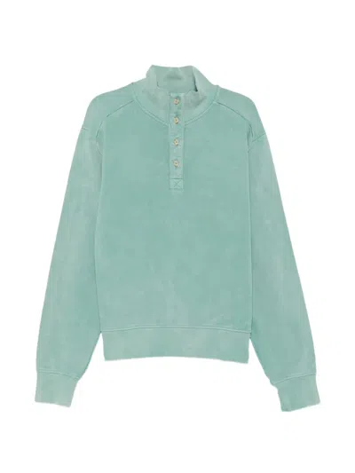 Entire Studios Port Button-up Mock-neck Sweatshirt In Green