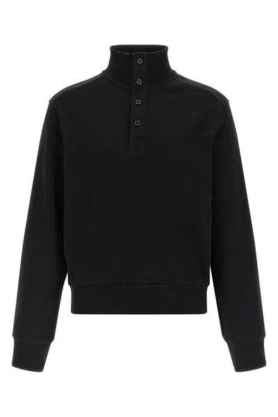 Entire Studios High-neck Buttoned Sweatshirt In Black