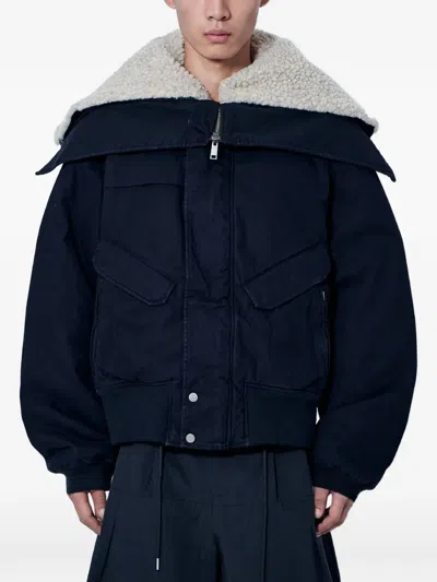 Entire Studios Portal Bomber Shearling-collar Bomber Jacket In 블랙