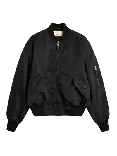 ENTIRE STUDIOS PUFFY BLACK BOMBER JACKET WITH OVERSIZED SILHOUETTE AND ZIPPERED POCKETS