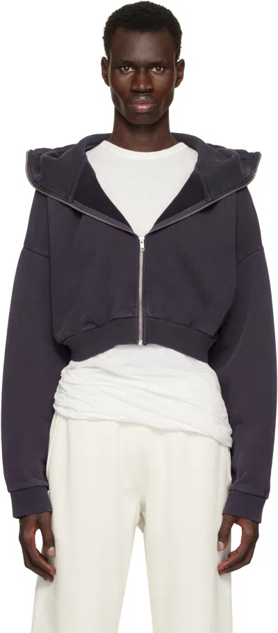 Entire Studios Purple Cropped Full Zip Hoodie In Ink