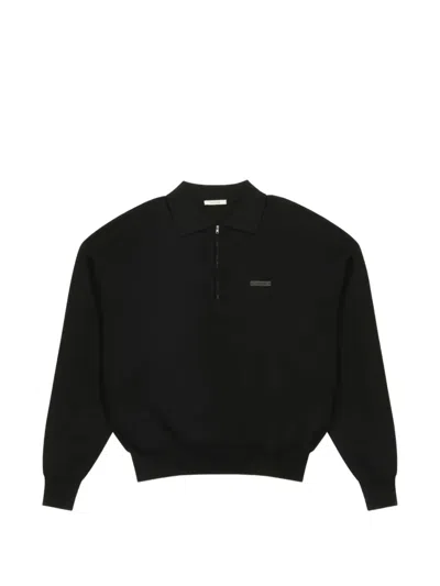 Entire Studios Quarter-zip Logo-plaque Polo Shirt In Black