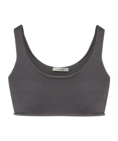 Entire Studios Raw Knit Cropped Knitted Top In Gray