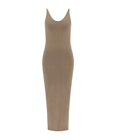 Entire Studios Raw Knit Midi Knitted Dress In Brown