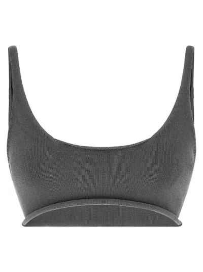 Entire Studios Raw Knit Cropped Knitted Top In Gray