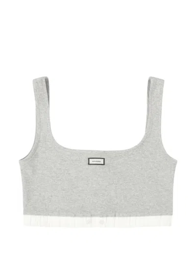 Entire Studios Grey Stretch Cotton Crop-top In Gray