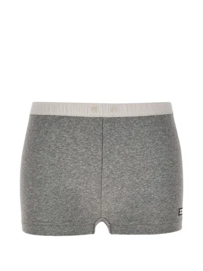 Entire Studios Ribbed Cotton Shorts In Gray