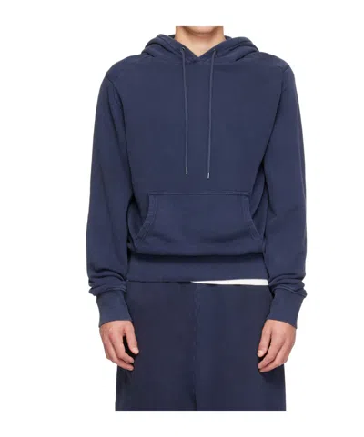 Entire Studios Ribbed Hooded Sweatshirt In Blue