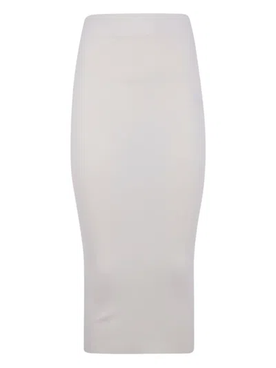 Entire Studios Knit Midi Skirt Ribbed Texture Seam Detail In White