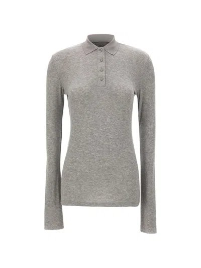 Entire Studios Ribbed Long-sleeve Polo In Gray