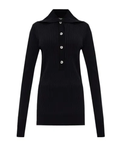 Entire Studios Ribbed Polo Knitted Top In Black