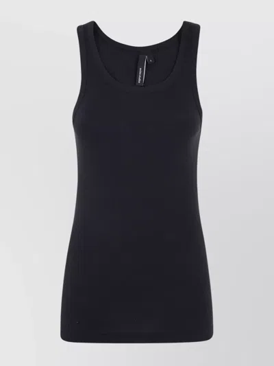 Entire Studios Ribbed Texture Scoop Neck Tank In Black