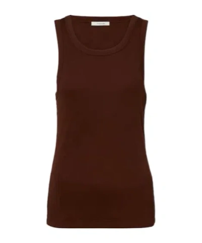 Entire Studios Ribbed-knit Cotton-blend Jersey Tank Top In Brown