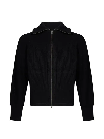 Entire Studios Ribbed-knit Raglan-sleeve Cardigan In Black