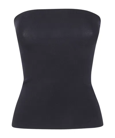 Entire Studios Ribbed-knit Strapless Top In Blue