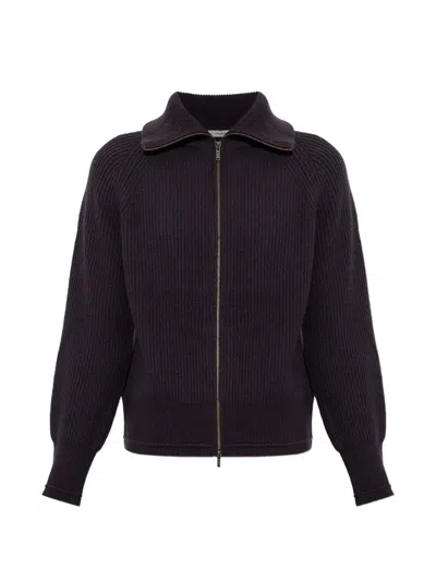Entire Studios Ribbed-knit Wool Cardigan In Black