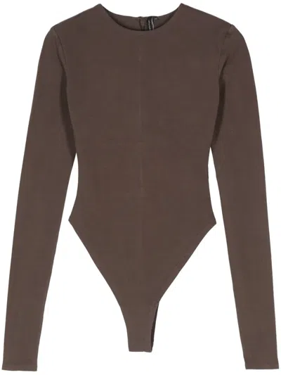 Entire Studios Round-neck Jersey Bodysuit In Brown