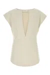 Entire Studios Sand Stretch Polyester Blend Deep Vee Tank Top In White