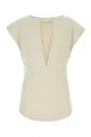 Entire Studios Sand Stretch Polyester Blend Deep Vee Tank Top In Fondant