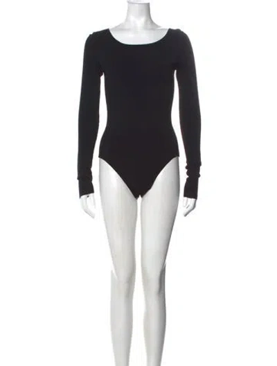 Pre-owned Entire Studios Scoop Neck Long Sleeve Bodysuit In Black