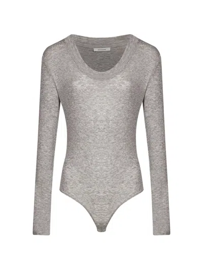Entire Studios Scoop-neck Long-sleeve Bodysuit In Grey