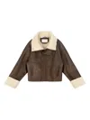 Entire Studios Shearling-collared Leather Jacket In Brown