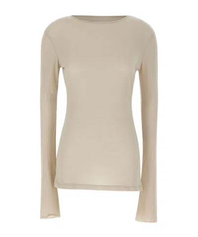 Entire Studios Sheer Long Sleeve Knitted Top In Brown