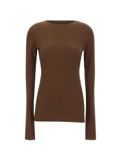 Entire Studios Sheer Long Sleeve Top In Brown