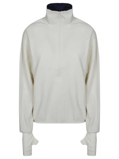 Entire Studios Shell Fleece High Collar Half-zip Top In Gray