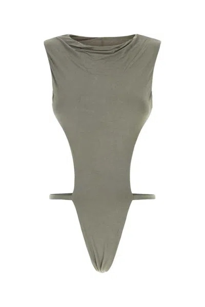 Entire Studios Dark Grey Stretch Viscose Valve Bodysuit