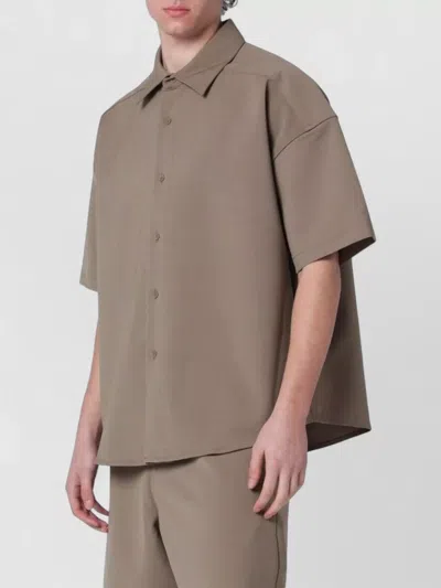 Entire Studios Short Sleeve Collared Shirt Boxy Cut In Brown