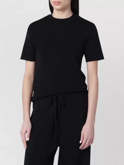 Entire Studios Short Sleeve Crew Neck Cotton Top In Black