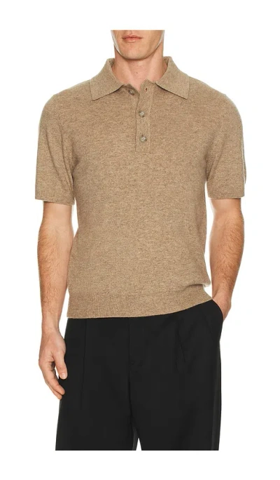 Entire Studios Short Sleeve Knit Polo In Brown