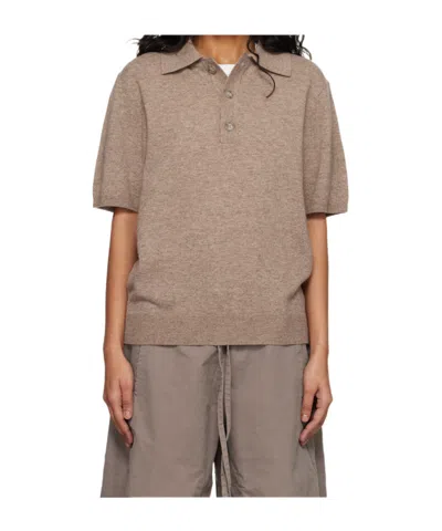 Entire Studios Short Sleeve Knit Polo In Brown