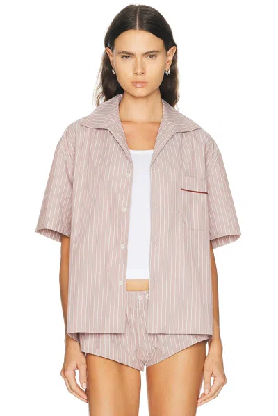 Entire Studios Short Sleeve Pajama Shirt In Antique