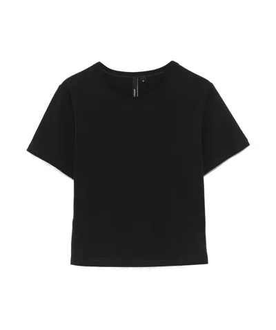 Entire Studios Short Sleeve Cropped Crew Neck Top In Black