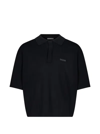 Entire Studios Button-front Short-sleeve Polo Shirt In Black