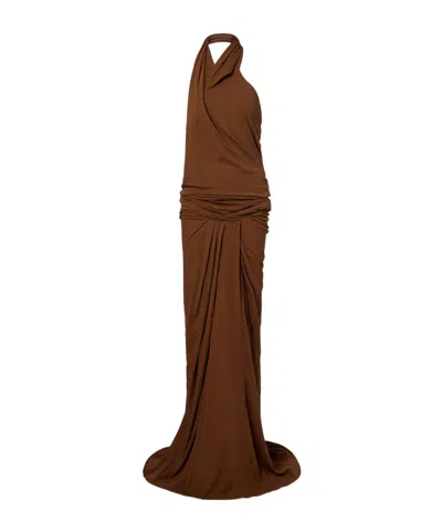 Entire Studios Shroud Cotton-blend Jersey Maxi Dress In Brown