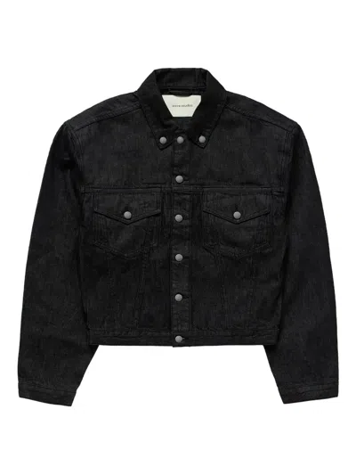 Entire Studios Shrunken Denim Jacket Raw Black In Multi