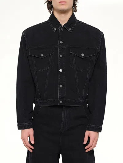 Entire Studios Shrunken Denim Jacket In Black