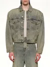 Entire Studios Distressed Denim Jacket In Blue