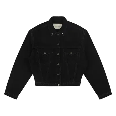 Pre-owned Entire Studios Shrunken Denim Jacket 'magnetite' | Black | Women's Size S