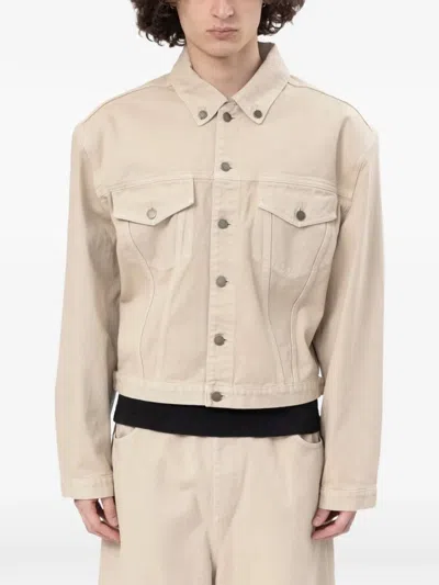 Entire Studios Shrunken Denim Jacket In Neutral