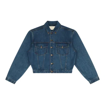 Pre-owned Entire Studios Shrunken Denim Jacket 'river Wash' | Blue | Men's Size L