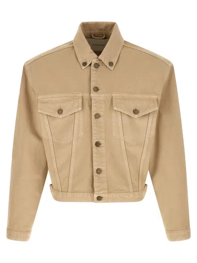Entire Studios Shrunken Denim Puffer Jackets Beige In Brown