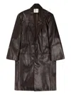 Entire Studios Single-breasted Leather Coat In Brown