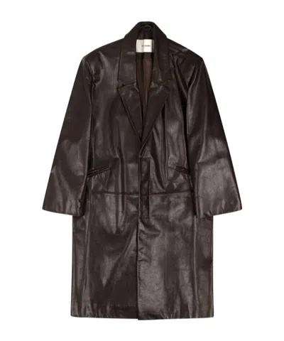 ENTIRE STUDIOS SINGLE-BREASTED LEATHER COAT