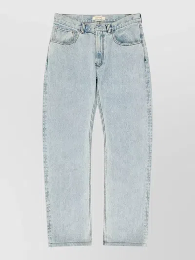 Entire Studios Denim Jeans Slem Belt Loops Contrast Stitching In Blue